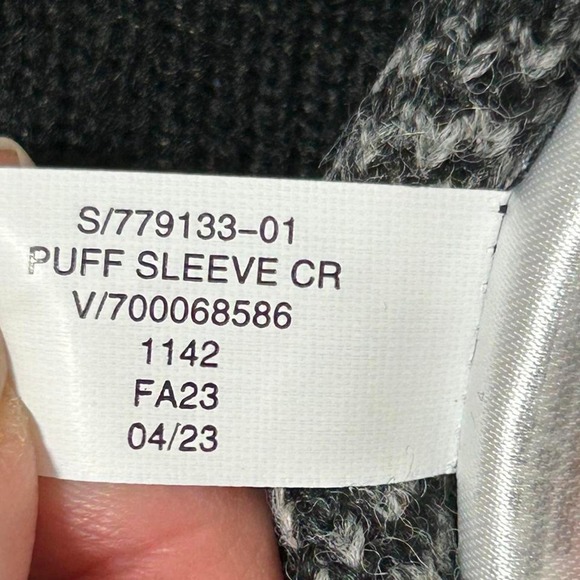 GAP‎ Puff Sleeve Cropped Wool Shirt Jacket Plaid Black White L - Picture 5 of 5